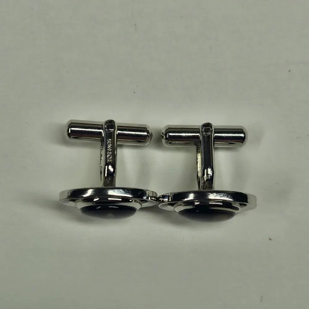 Sun Eagle Cufflinks Silvertone w/Stone Vintage